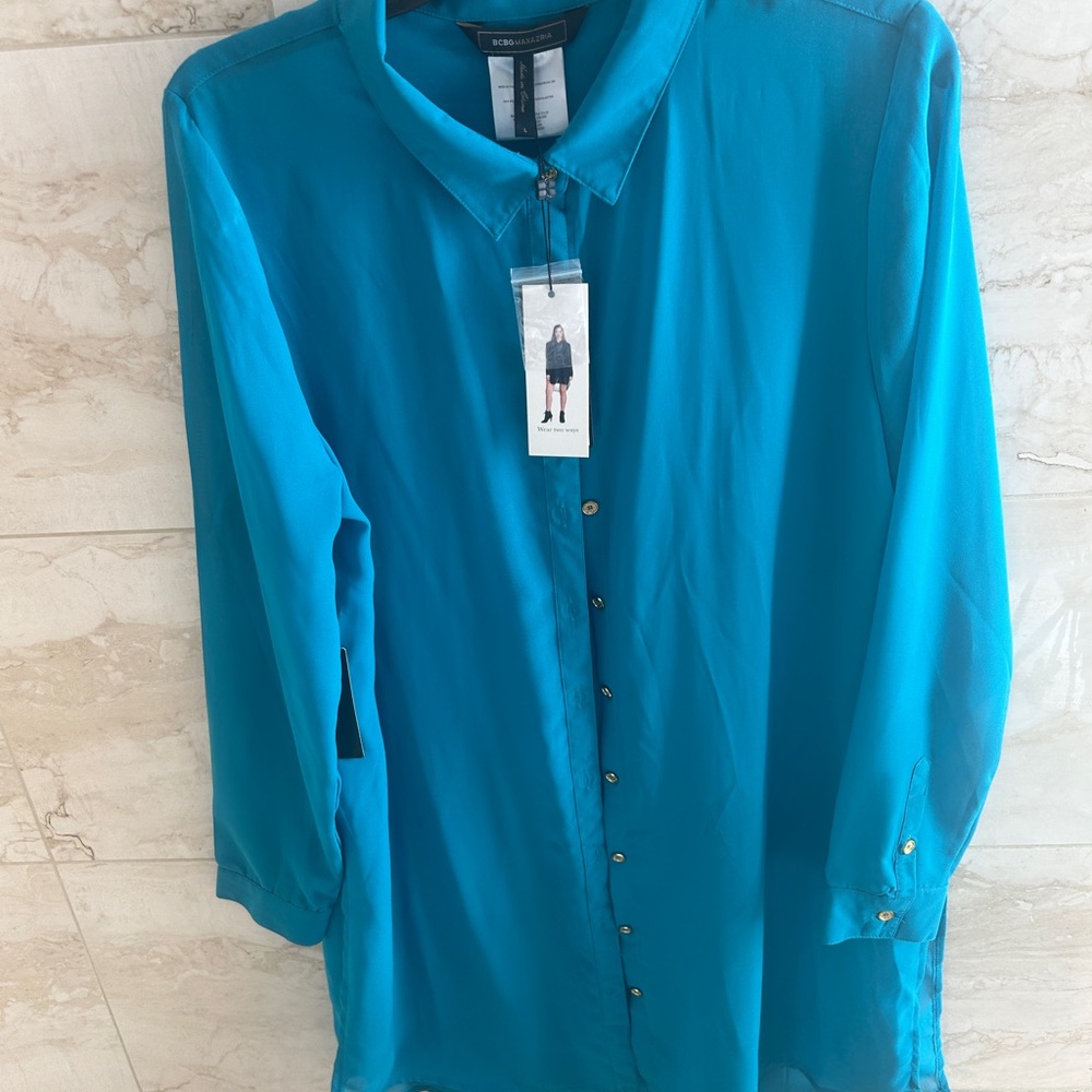 NWT BCBGMaxazria long tunic top or dress size L